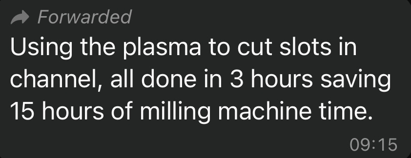 Screenshot of a text message showing the time saved using a KUTAVAR Machine